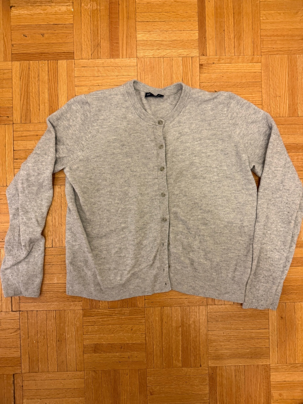 GAP Classic Gray Women's Crewneck Button Cardigan Sweater